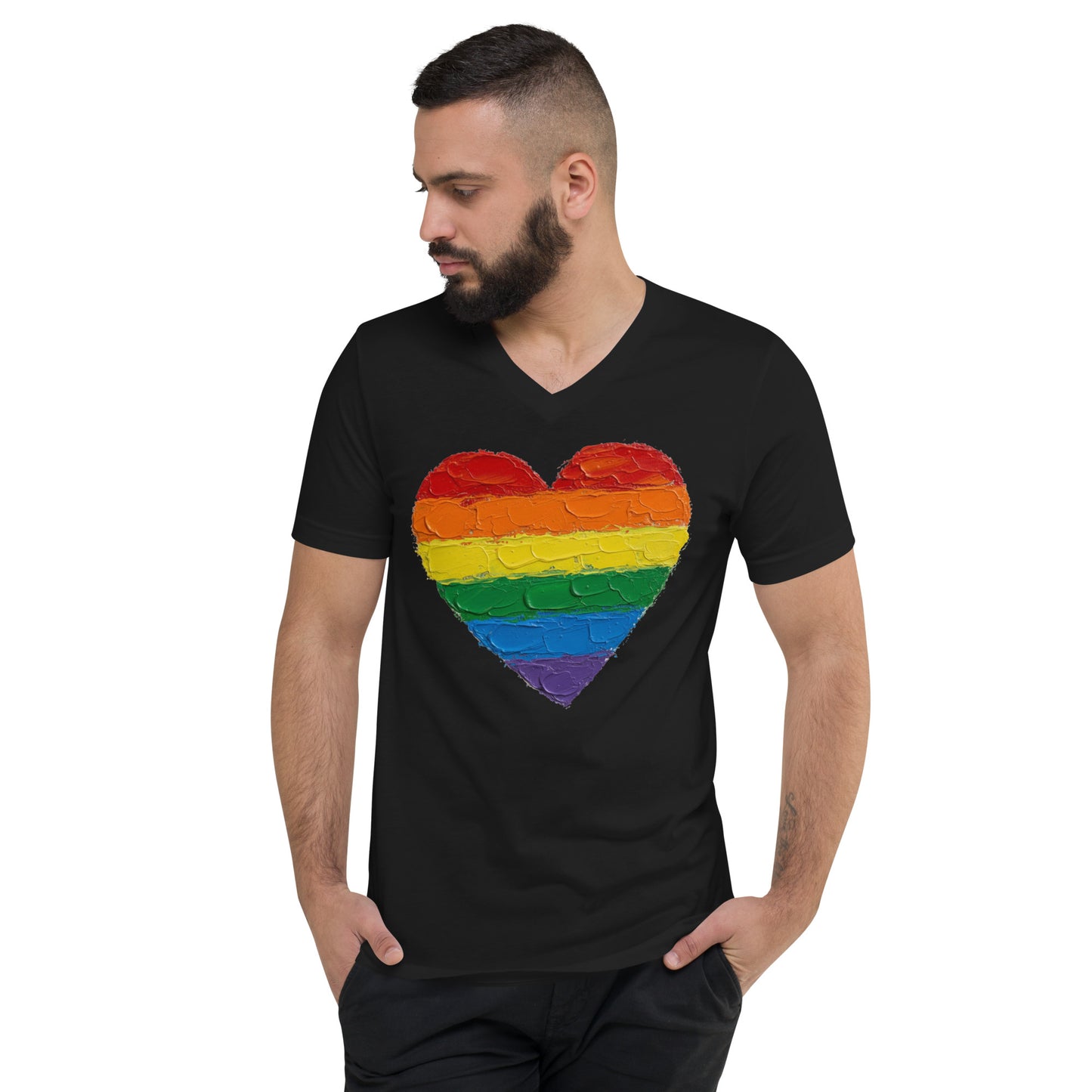 Pride Paint Love Is Love - Unisex Short Sleeve V-Neck T-Shirt